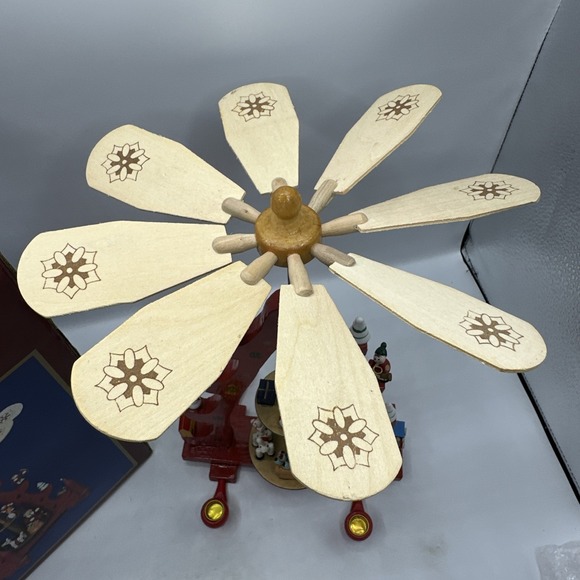 Santa's  Workbench Wood Windmill Christmas Nativity Pyramid 3 Tier Carousel - Picture 3 of 16